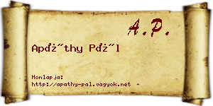 Apáthy Pál névjegykártya